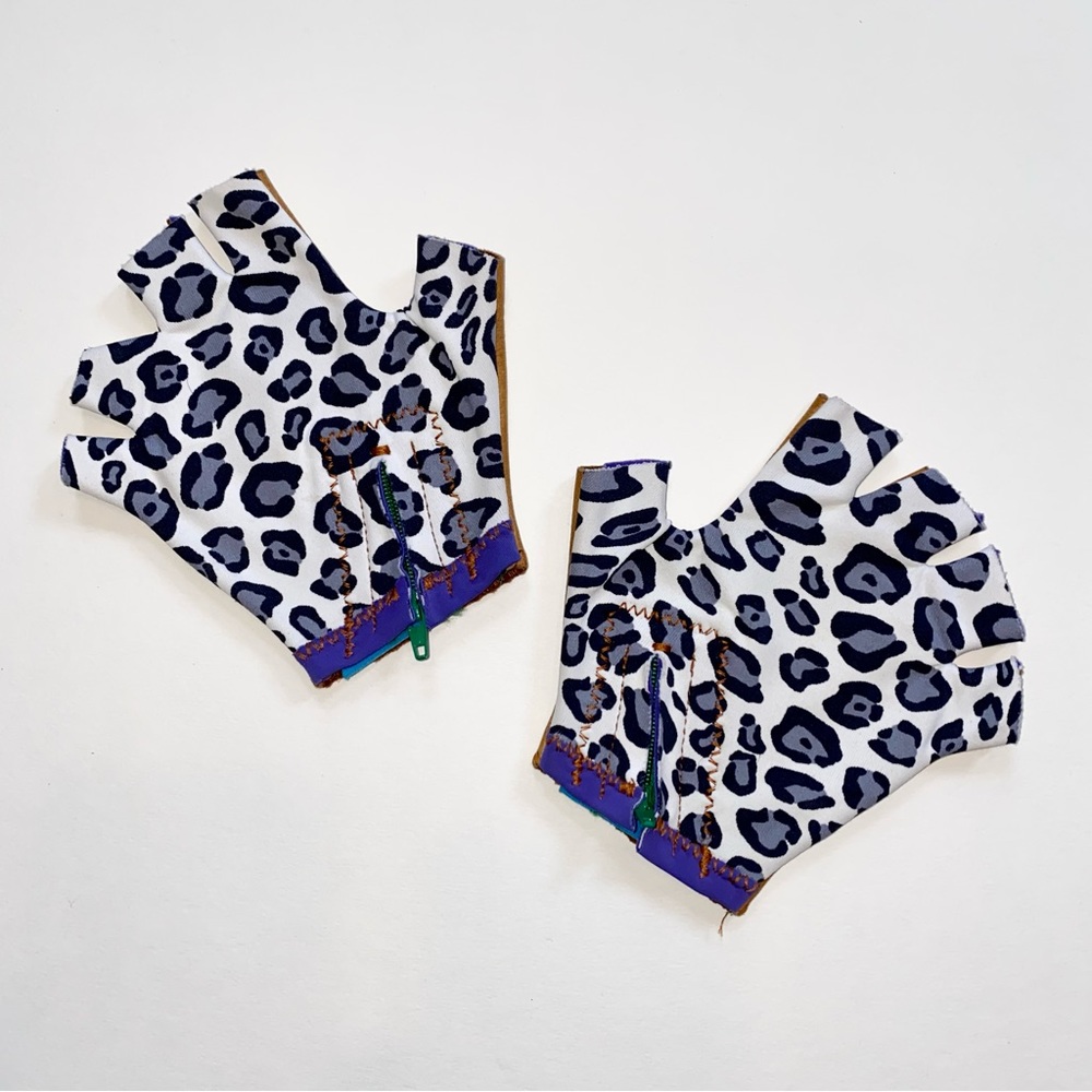 Leopard print bike gloves, leather palms, by independent designer Pimpgloves!